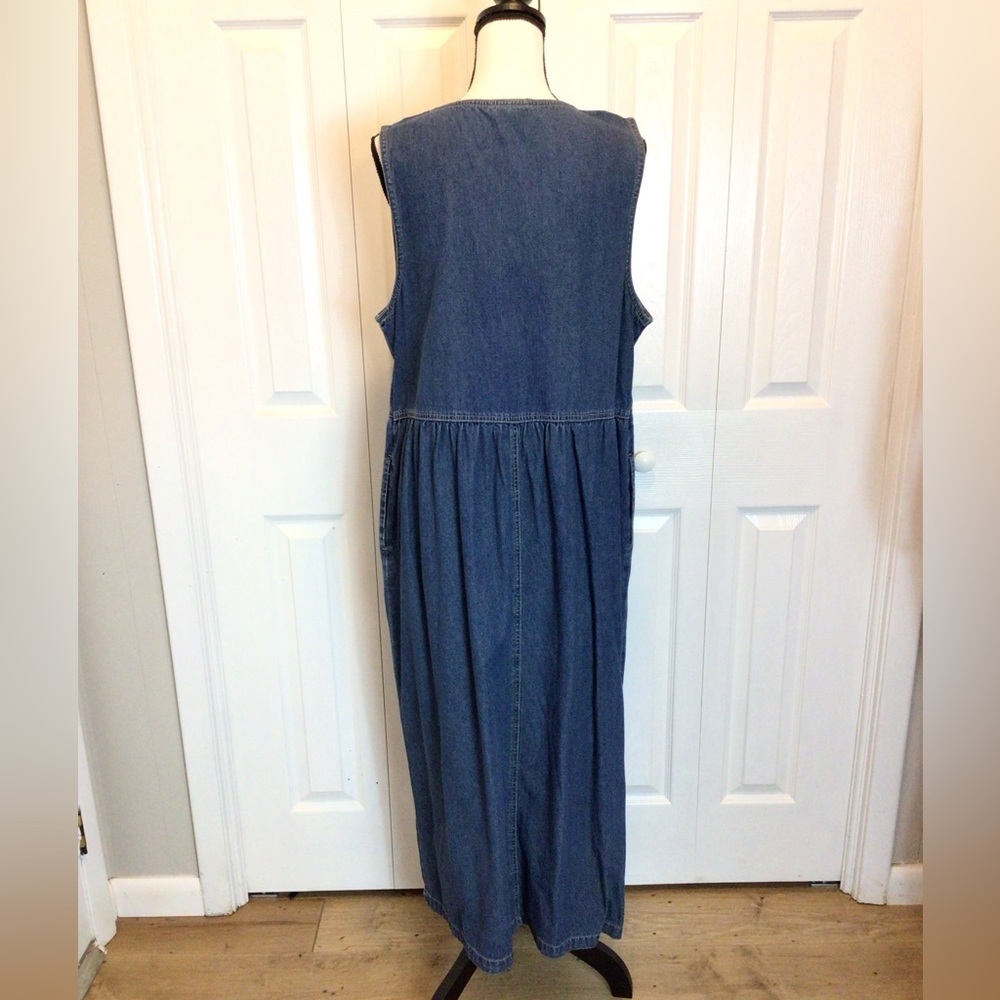Vintage Original TY Wear Sleeveless Button A-Line Denim Maxi Dress Size 16 - Picture 6 of 7